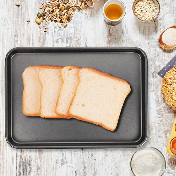 2 stk. non-stick bagepladesæt i kulstofstål, rektangulær, genanvendelig til småkager