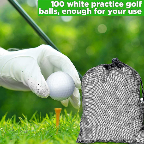 100 stk golføvelsesbold hul golfboldtræning golfbolde med netsnøre opbevaringstasker F-yuhao