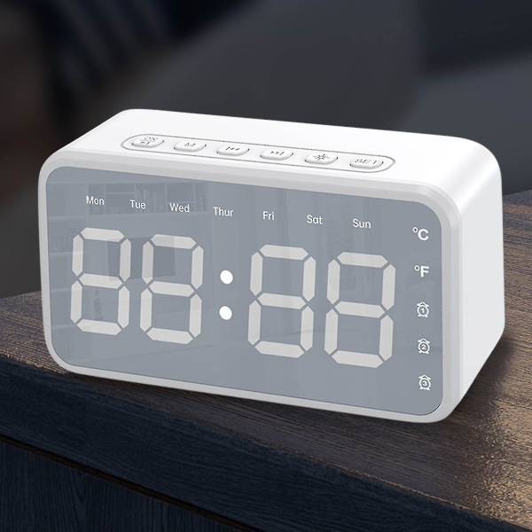 Spegel Digital väckarklocka Vattentät trådlös Bluetooth högtalare Väckarklocka Bra ljudkvalitet Lång batteritid Perfekt Desktop Companion