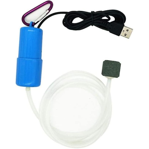 Mini USB Aquarium Luftpump Luftstensslang Blå