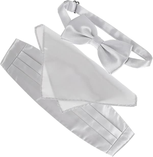 Herre butterfly, lommetørklæder, mavebælte, silke, klassisk, elegant, sølv, one size