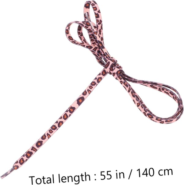 2 par leopardmönstrade platta skosnören 140 cm elastiska snabbsnören