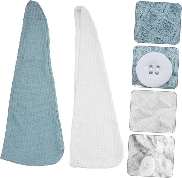 2 stk. tørkehetter for voksne i mikrofiber, absorberende tørkehatter til hjemmebruk