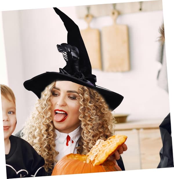 Halloweenhat til kvinder og mænd, sort troldmandskostume tilbehør