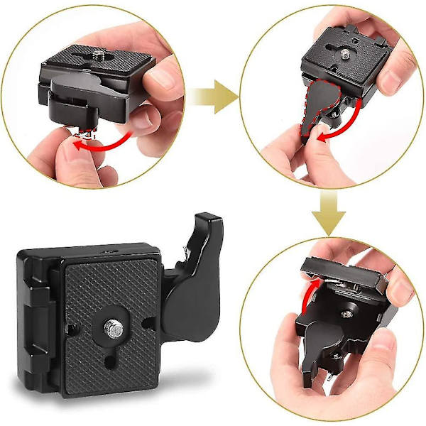 Snabbkopplingsplatta 1/4'' till 3/8'' skruvadapter kompatibel (1 styck, svart)