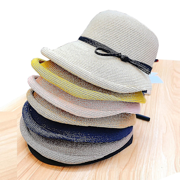 Farfi Solhatt for Kvinner, Ensfarget, Snordesign, Foldbar, Krøllet Kant, Solskjerm, Kort Skygge, Dame Fiskehatt, Hodeplagg