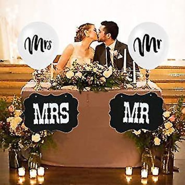 Mr og Mrs ballonger banner bryllup dekorasjoner