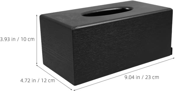 Serviettboks i tre, svart rektangulær 23x12x10cm