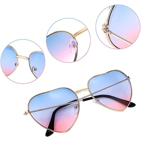 2 Par Hippie Briller Hjerteformede Solbriller For Hippie Kostyme