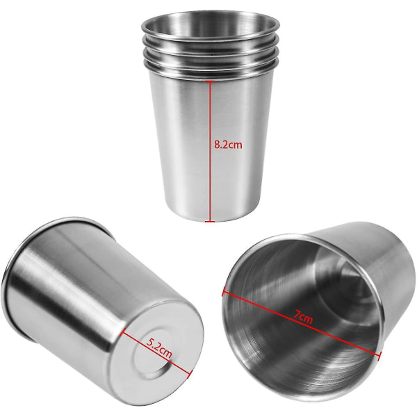 6 Pak 8 Ounce 230ml Rustfrit Stål Kopper Ubrækkelige Pint Drikkekopper Metal