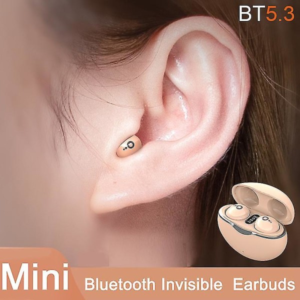 Nytt 8m Mini Bluetooth Headset 5.3 Invisible Earbuds Trådløse hodetelefoner Tws Sport Noise Reduction In-ear Musical Home Headphones White