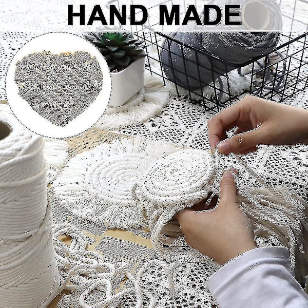 Rattan-makrame-alustat boho-tyyliin, puuvillaköyden punotut alustat pöydän sisustukseen, söpöt alustat, punottu litteällä imukykyisellä pinnalla - 20*15cm