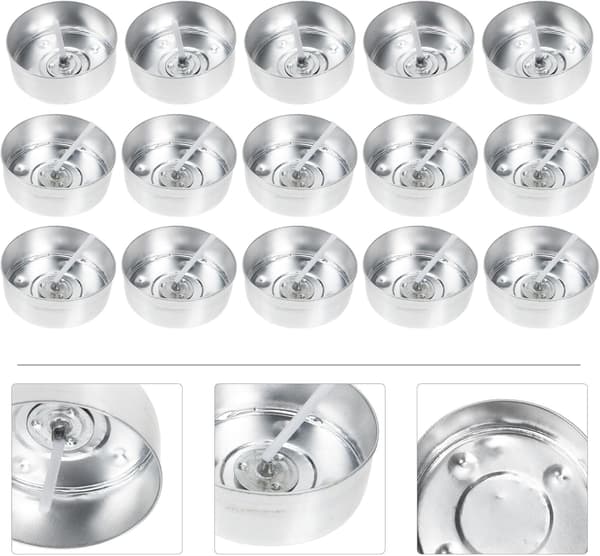 200 sett runde aluminium telysformer med 200 bomullsveker DIY aromaterapi