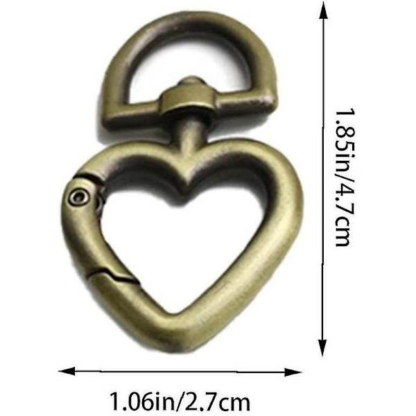 Hjärtformade Swivel-spännen 13mm Zinklegering Triggerfjäder Nyckelring Spännen Hakar