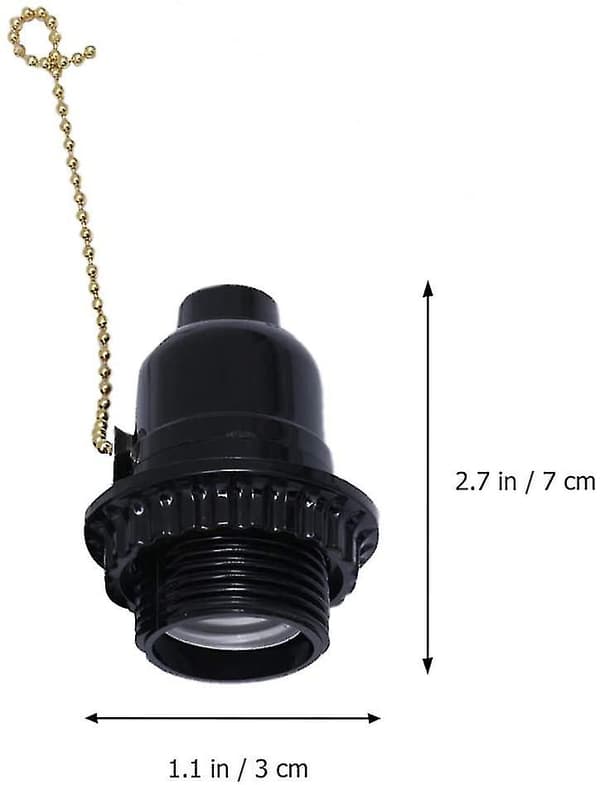 2 st E27 Lampsocklar Lamphållare Basadapter Strömuttag Dragbrytare (svart)