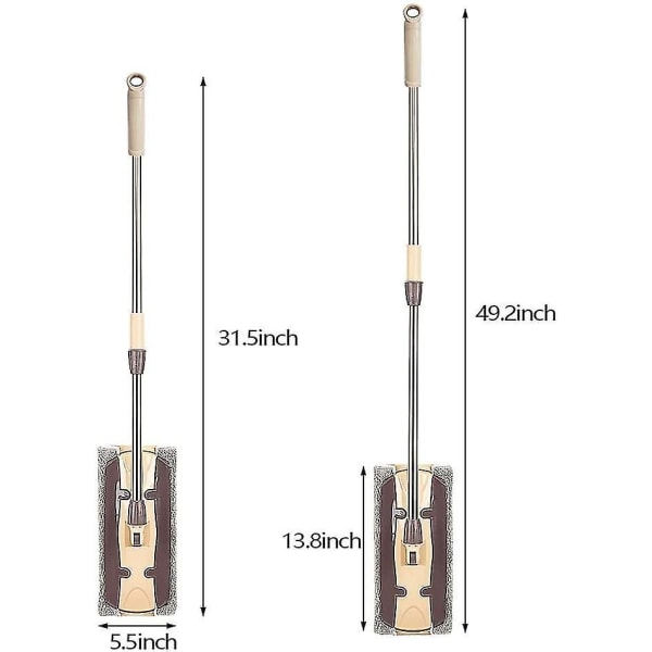 Microfibre Flat Floor Mop 2 Poles Stainless Steel Telescopic