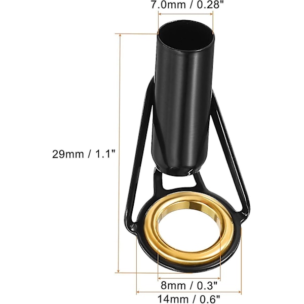 Reparationskit för fiskespötoppar - Rostfritt stål, ringguide för saltvatten/sötvattenfiske, svart, 3-pack
