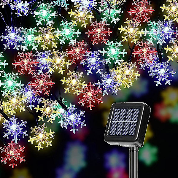 Snefnug Solcelle Globe Lys Julepynt 12m 100led