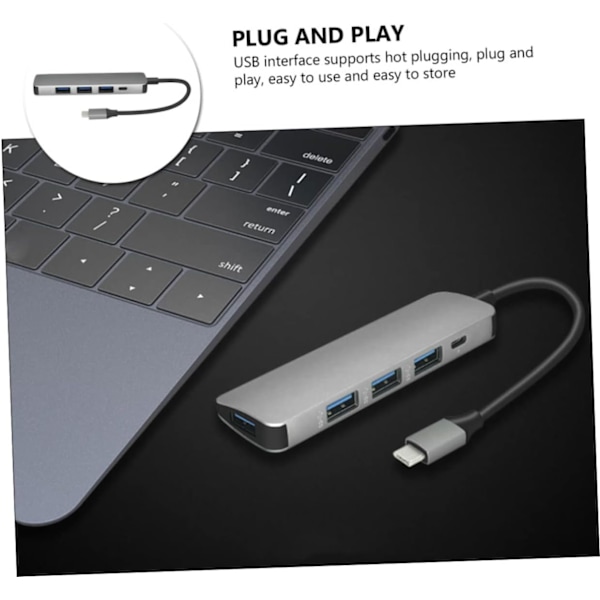 Multifunktionell USB-hubbport USB-expansionsdocka för bärbar dator Lättviktsdesign i aluminiumlegering Slumpmässig
