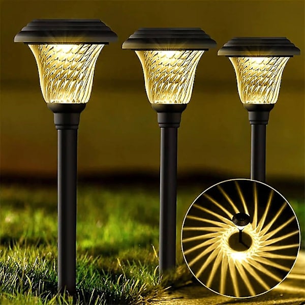 2 stk Solcelle Utegresslys Hagebelysning Led Vanntett