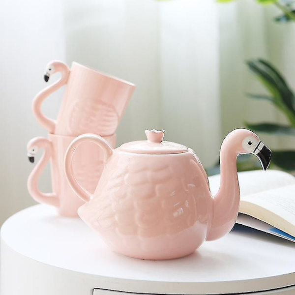 3 stk. Pink Flamingo Pige Keramik Vandkop Tekande Sæt