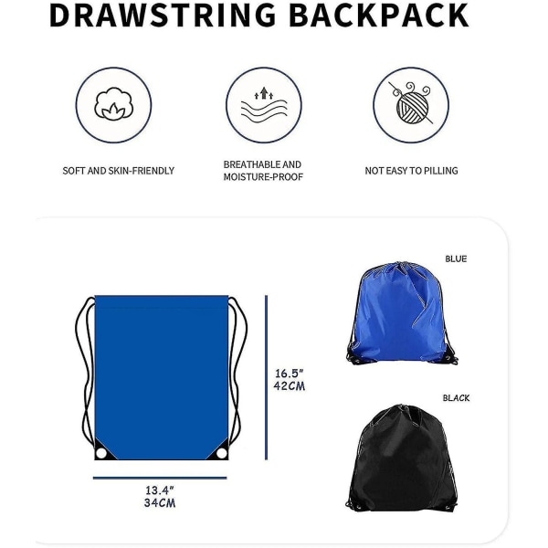 2 rygsække med snoregymnastiktasker, en blå og en sort. Rejsetaske, Gym