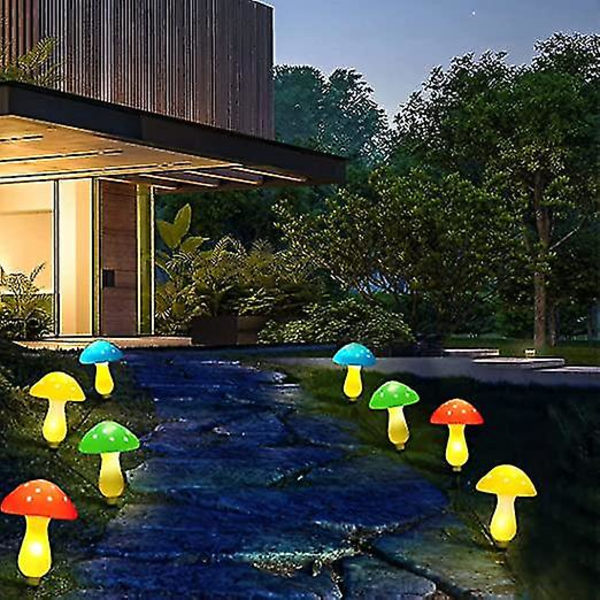 Set med 8 svampdrivna solcellsdrivna lampor för utomhusbruk, vattentäta Solar 8 lights