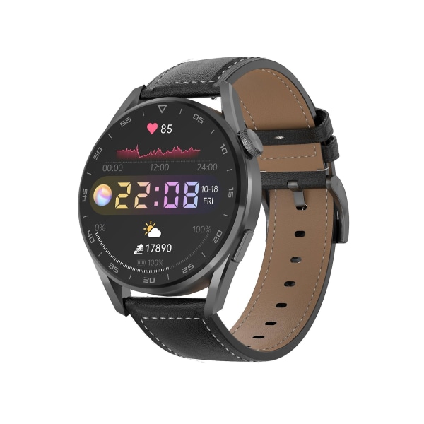 Älykello Moniurheilutila Jaettu Näyttö Nopea Widget Hieronta Silver brown leather