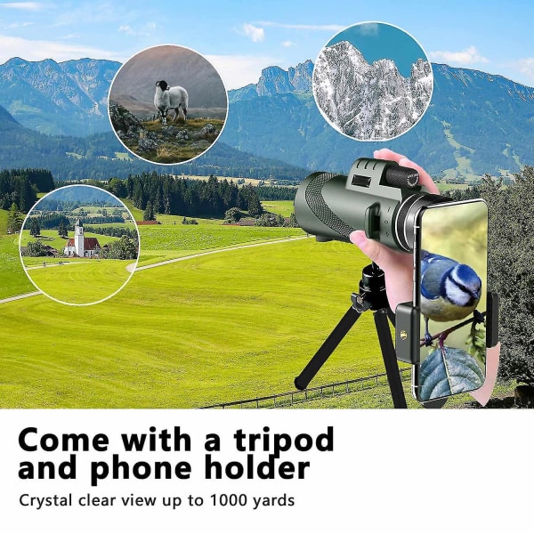 80x100 højeffekt monokulært teleskop smartphone