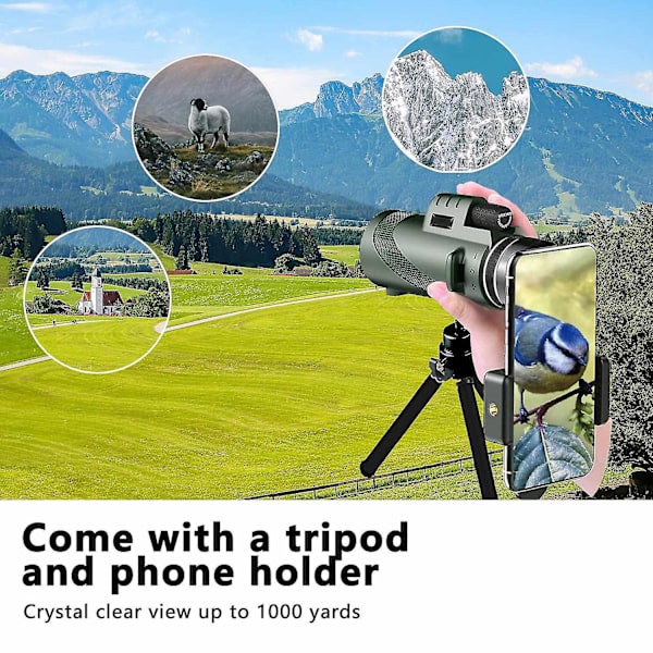 80x100 Højtydende Monokulær Teleskop Smartphone