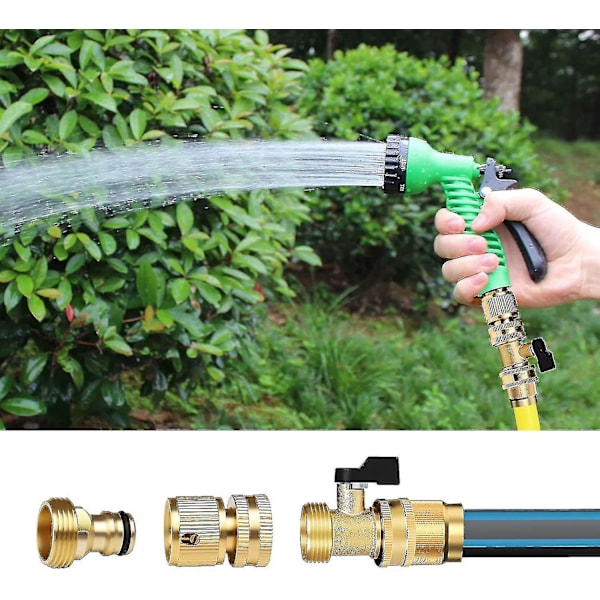 Messinghavehane til haveslange, 3/4'' gevindkugleventil afbryder slange adapter 2 pak Crjjkoy