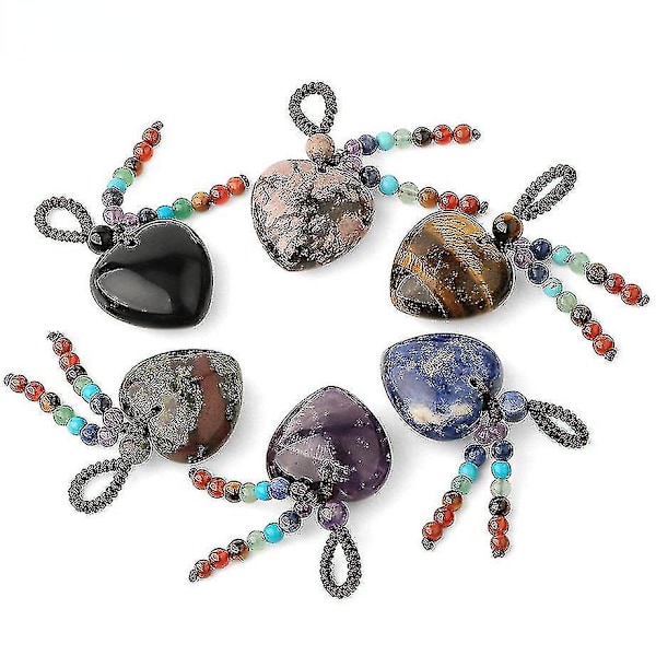 Mote og vakker dame naturkrystall halskjede hjerte anheng halskjede kort dusk chakra
