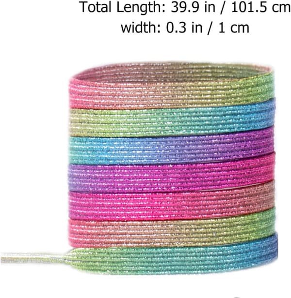 Snørebånd uden binding lavet af polyester elastik 100 cm 7 par med spænde farverige elastiske snørebånd