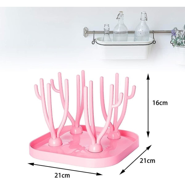 Melkeflaskeholder Vannkoppstativ Avtakbar Skuff Rosa