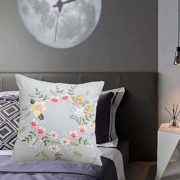 Kirjonta Tyynynpäällinen Tynynpäällinen Ristinommel Paketti Aloittelijoille (Vaaleansininen)