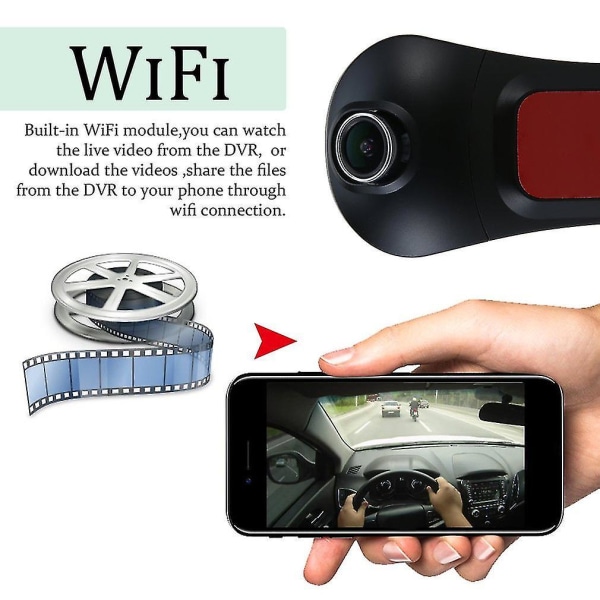 Wifi HD Night Vision Frontrear Dual Lens Driving Recorder Ingen skjerm
