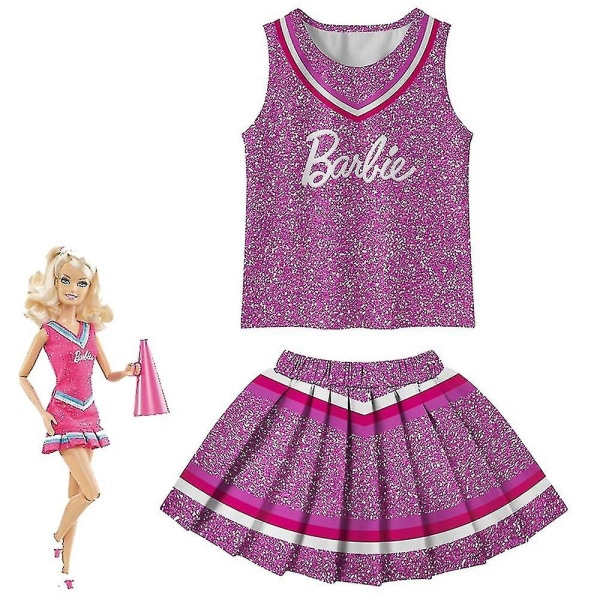Cheerleader-kostymset för flickor, tanktopp, veckad minikjol, uniform, utklädningskläder 5-6 Years Purple