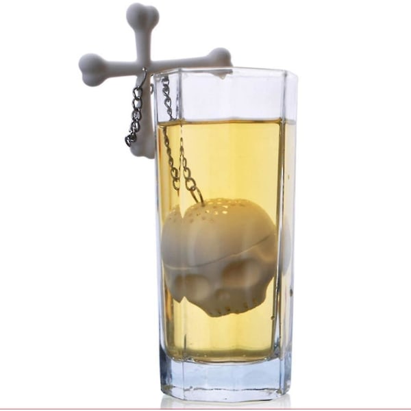 Silikon Skalle Teinfuser Säker Lösbladig Tepåse Sil Strainer Filter Vit (1st)