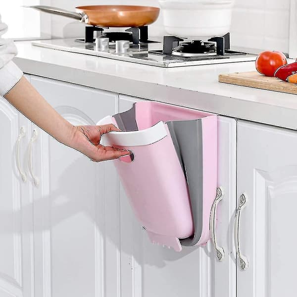 Väggmonterad Köksoppehållare för Skåp, Hängande/Vikbar, För Insamling av Grönsaksrester (rosa) (1 st)