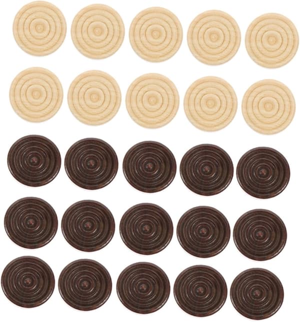 24 st träbackgammon- och pjäser, runda träpjäser speltillbehör