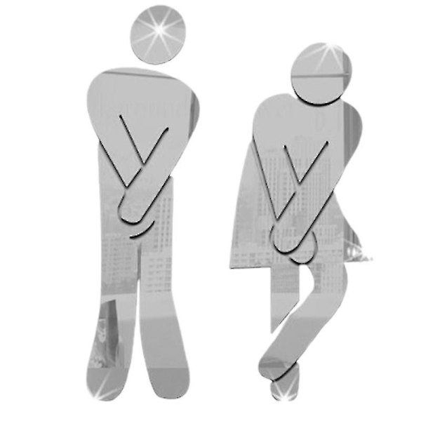 Taide-DIY-WC-kyltti kylpyhuoneeseen, mies ja nainen, vessa-kyltti, ovien tarvikkeet Silver