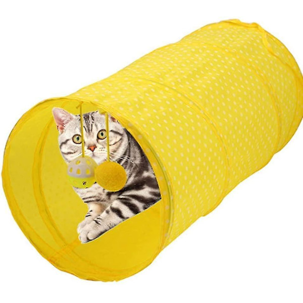 Vikbar Katttunnel Leksak för Kaniner, Kattungar, Hundar, Gul