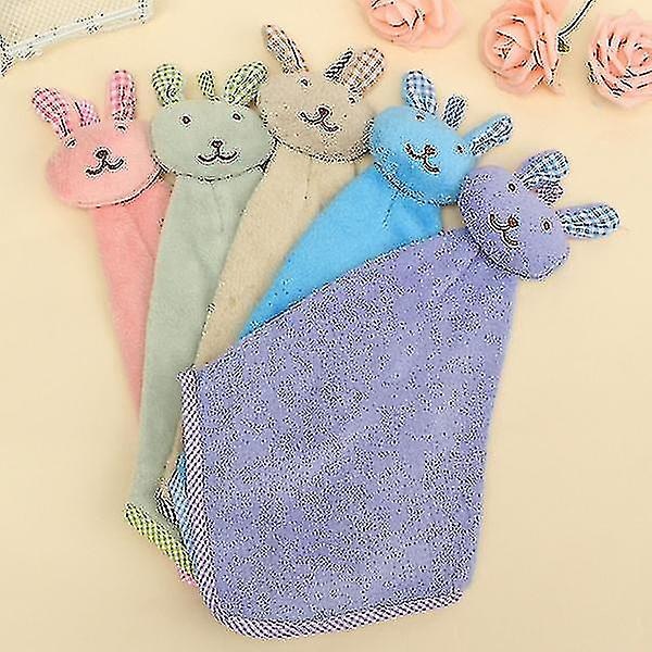 Baby Handduk Cartoon Djur Kanin Plysch Mjuk Hängande Handduk (5 Stycken - Flerfärgad)-yuhao