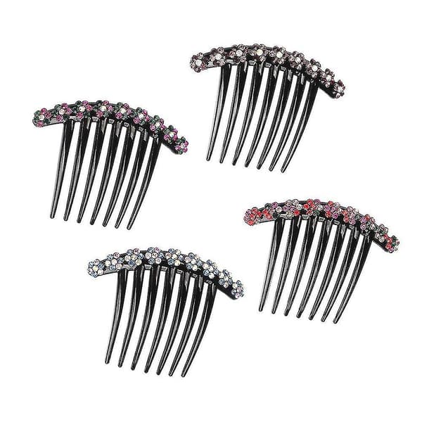Hårkam med Strass Stenar Hårkam Hårtillbehör Hårclips (4-pack, flerfärgad)