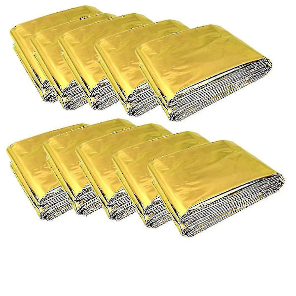 10 stycken nödfiltar Vikbara Guld 210x160cm Silver + Guld--