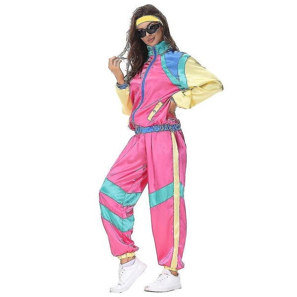 80'er Kostume Par - Retro Tracksuit Sæt 90'er Hip Hop Shell Suit Til Mænd Kvinder XL Women