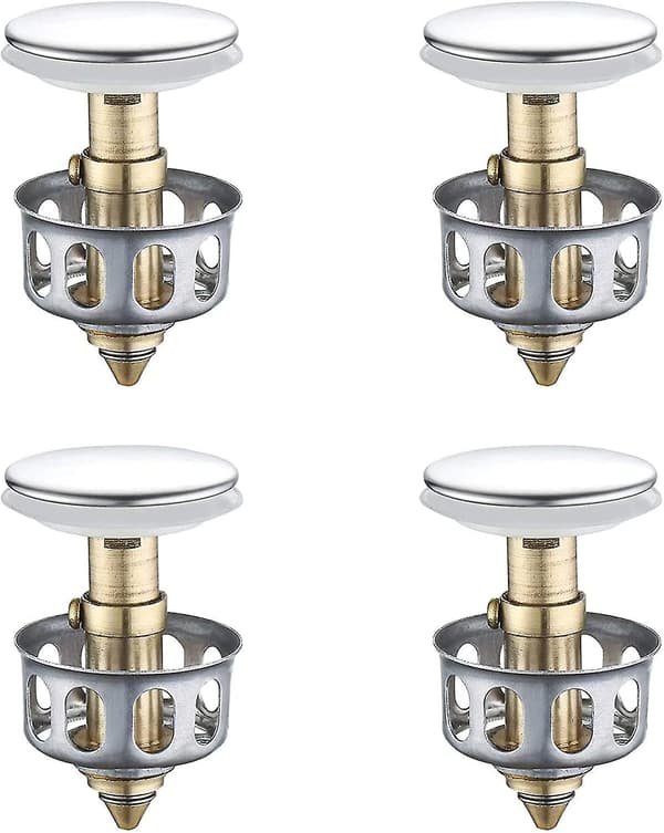 4 stycken Universal Silikonsil, Rostfritt Stål Bounce Core Basin, Silikonsil, Avloppsplugg