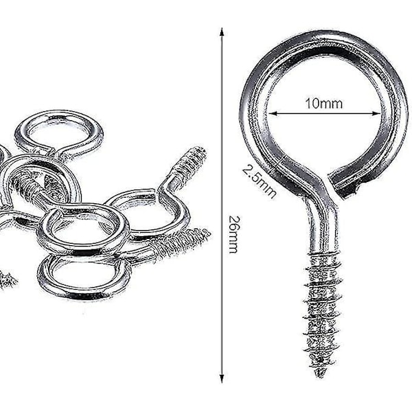 100 Skrueskjulte Vinøye Mini Øyepinner Kroker 2.5x10x26mm