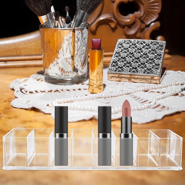 Akryl Læbestift Opbevaringsbeholder Sort Kosmetisk Displayboks Desktop Makeup Organizer