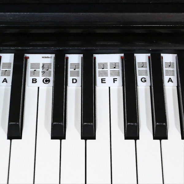 88 tangenter Gjenbrukbare Piano Keyboard Noteetiketter Piano Notes Guide Stickers-yuhao Black and White